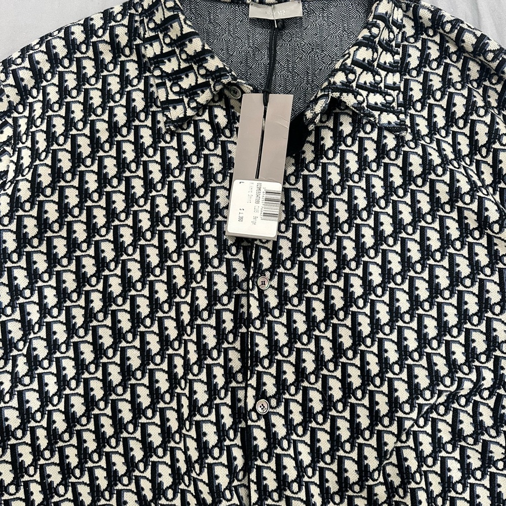 Dior Oblique Overshirt Navy Blue Cotton Jacquard - Picture 7 of 9